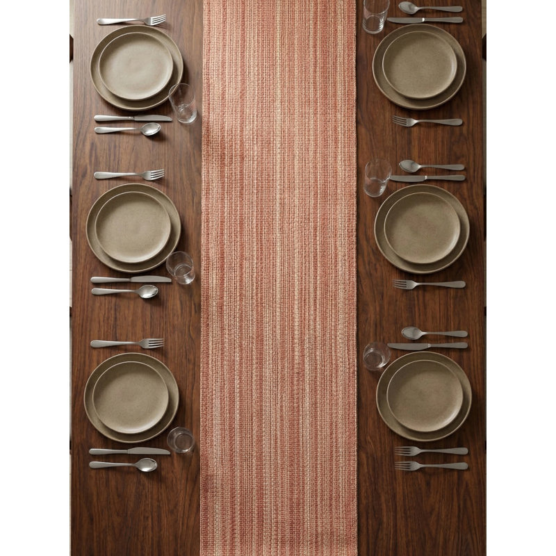 Chemin de table intérieur rayé en cuivre clair rayé 14 x 72 po