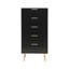 Ailean Ribbed 5 Drawer Tallboy Chest of Drawers – White or Black Gloss Fluted Fronts with Gold Legs & Handles (50cm Wide)-2070919990