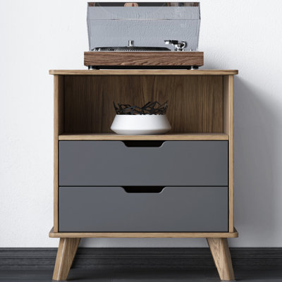 23.6" Modern End Table With Shelf,Nightstand Retro Side Table For Living Room,Bed Room