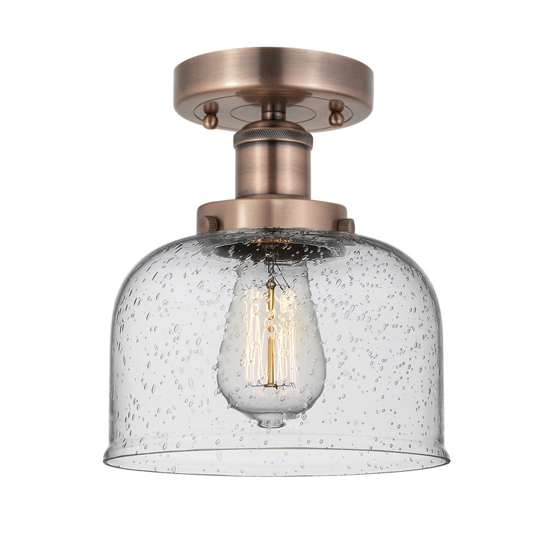 Plafonnier semi-encastré en verre Thoa, Cuivre antique