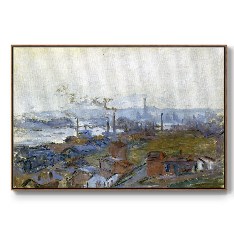 Vue de Rouen vue de la côte Sainte, reproduction d'art sur toile, H 27 po x l 41 po x P 2 po, Noyer