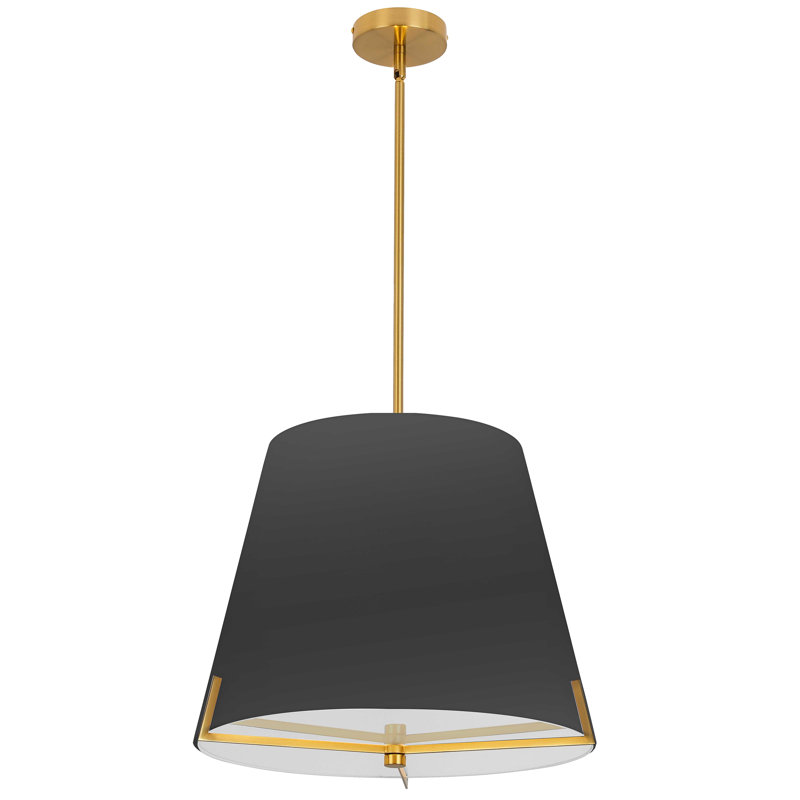 Krisna 4 - Light Dimmable Drum Chandelier, Aged Brass, Black, 14.5" H x 19.25" W x 19.25" D