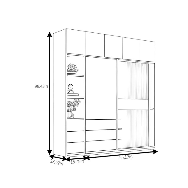 Armoire moderne, simple, pratique, élégante et élégante, H 99 po x l 71 po x P 24 po