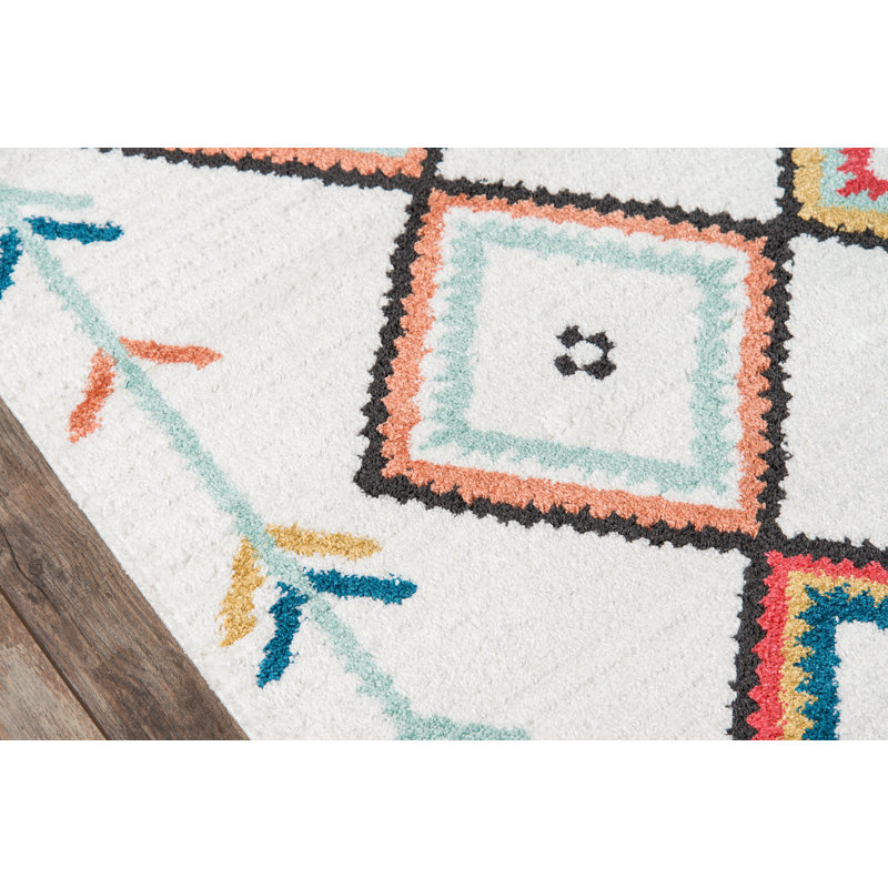 Tapis ivoire / rouge Addie, Rectangle 3 pi 3 po x 5 pi