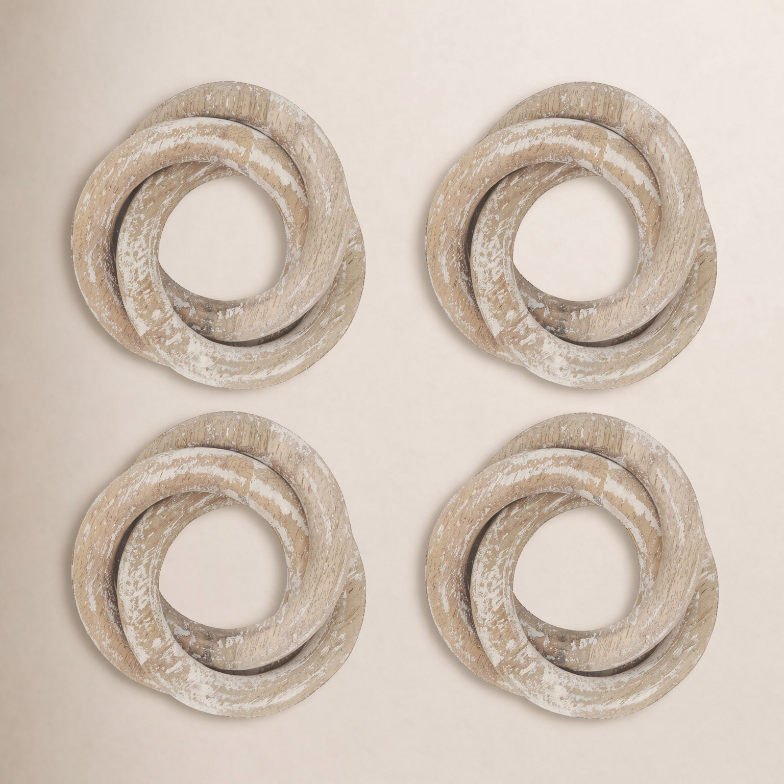 Wooden Interlock Napkin Ring, White