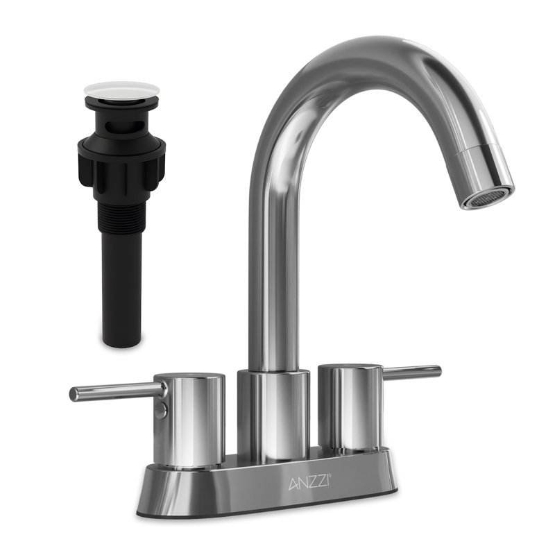 Remnants 4 In. Centerset 2-Handle High-Arc Bathroom Sink Faucet In Chrome With Drain Assembly And 1.2 GPM Water Flow, Chrome