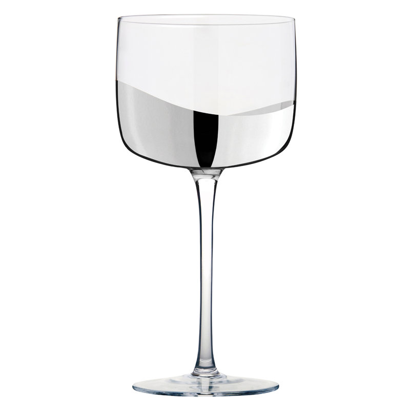 Wave Gin Glasses, Clear/Silver