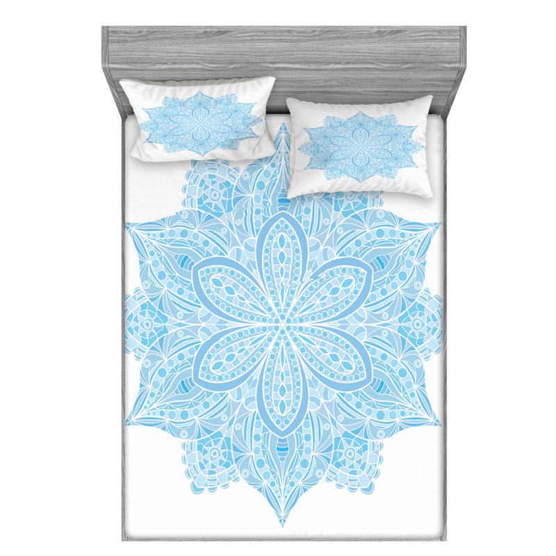 Mandala Microfiber Fitted Sheet, Queen Sheet Set with Fitted Sheet, Mandala 3