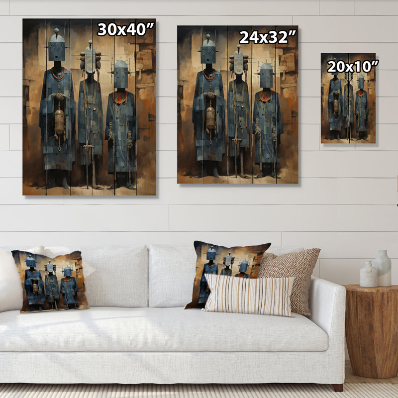 Tribus d'Afrique Dogon Mali III sur bois, H 20 po x l 10 po x P 0,78 po