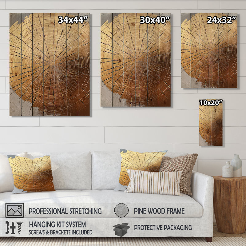 Golden Wood Slide Roots Of Serenity III - Tree Wood Wall Decor - On Natural Pine Wood, 32" H x 24" W x 0.78" D