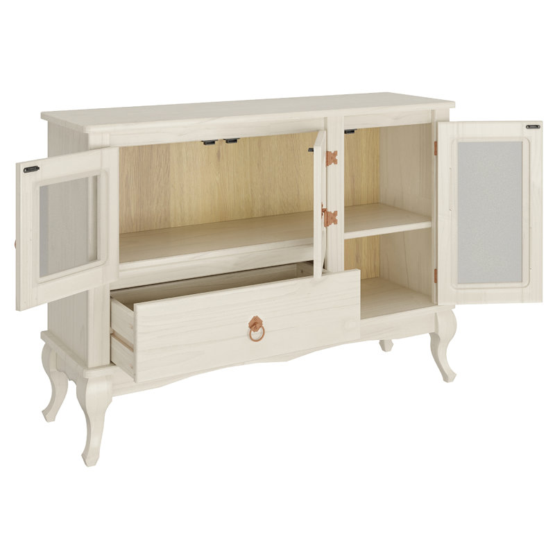 Wood Buffet Sideboard Distressed |, White