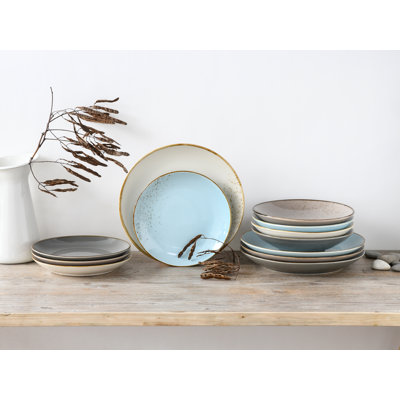12-Piece Nature Collection Stoneware Crockery Set For 4 People