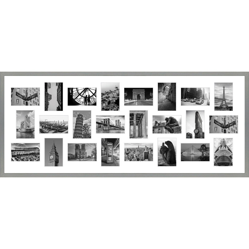 Lanni Wood Picture Frame with Mat, Light Grey