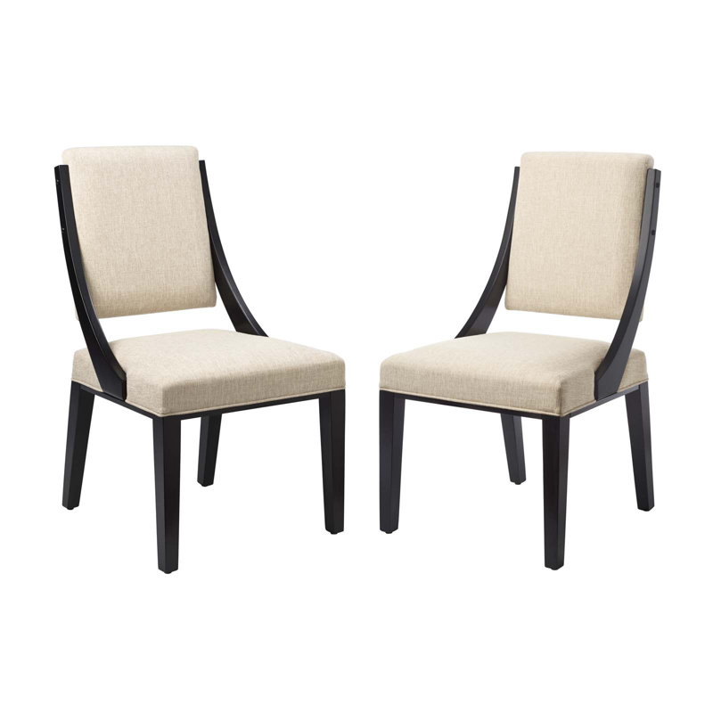 Ensemble de 2 chaises de salle à manger rembourrées en tissu Cambridge, Beige