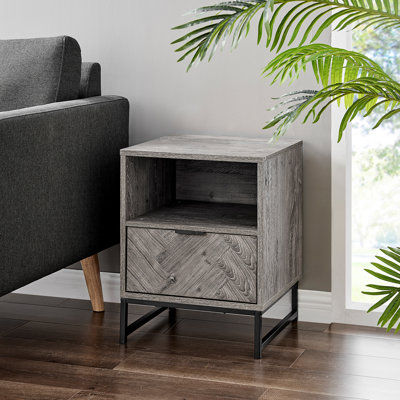 Sled End Table with Built-In Outlets