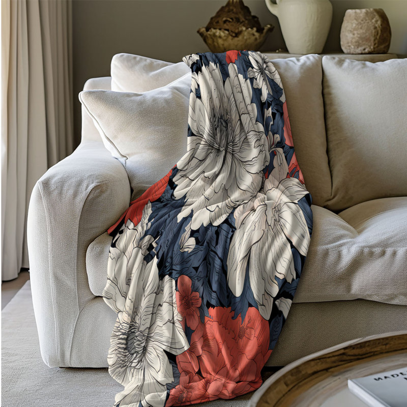 Jeté en sherpa Coral Reef Floral Finesse - 1 pièce, L 60 po x L 80 po
