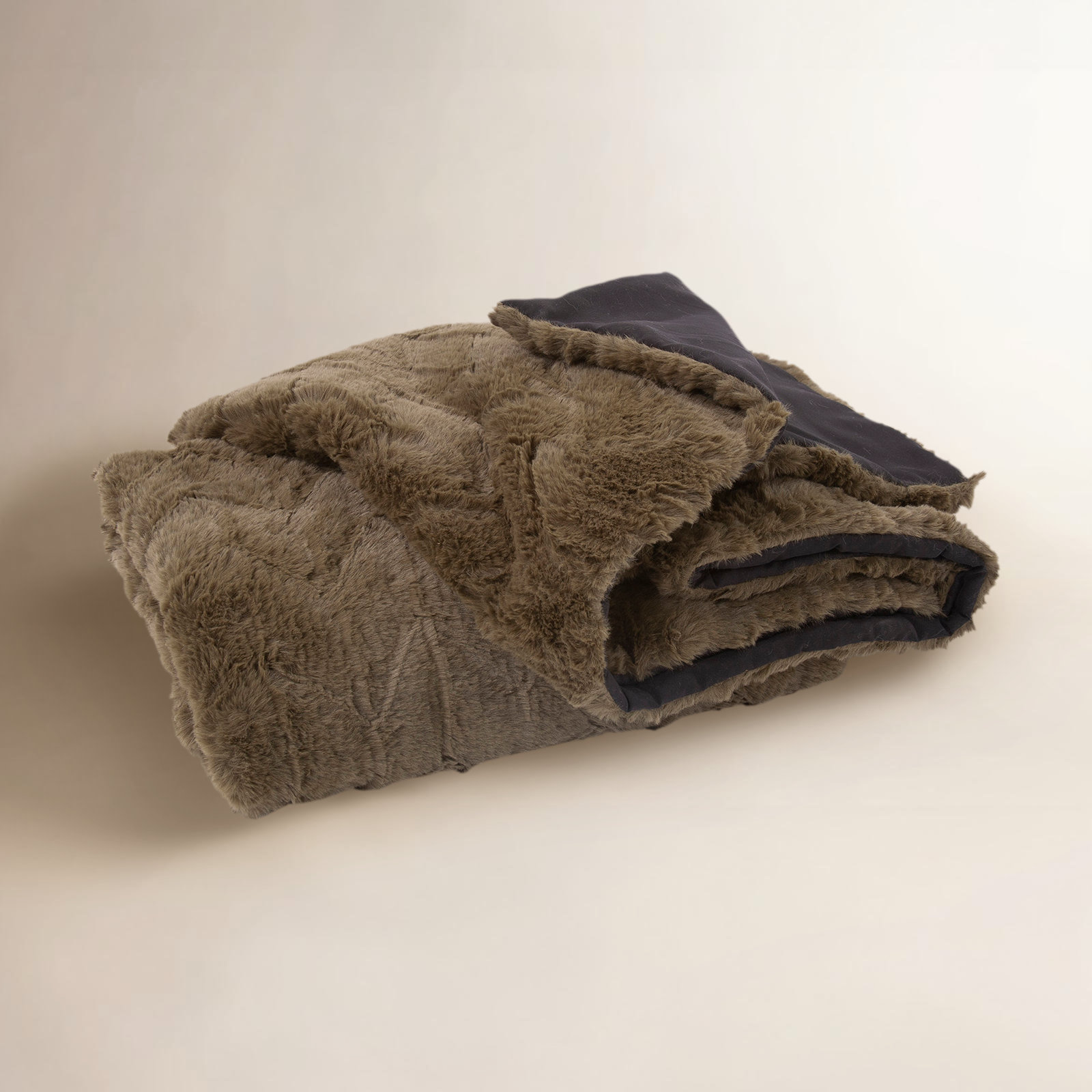 Dan High-pile Faux Fur Accent Throw Blanket, Angora Moss