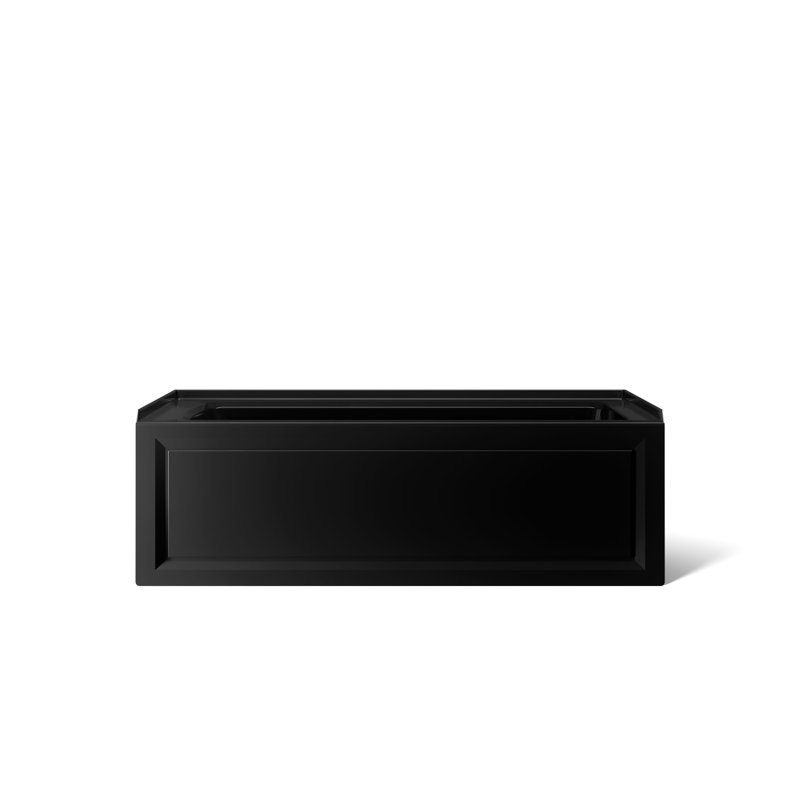 Archer Alcove Bath with Bask Heated Surface, Integral Apron, Tile Flange, Black, Right