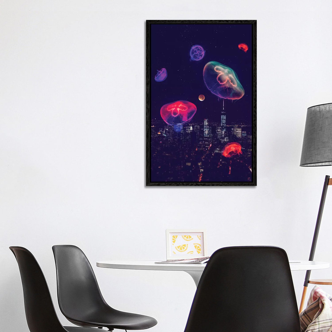 City Jellyfish Moon von Soaring Anchor Designs - Galerie-verpackte Leinwand Giclée auf Leinwand