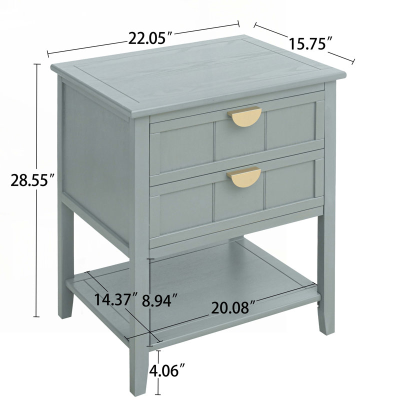 Wood Console Table with 2 Drawers,Shelf, Light Grey