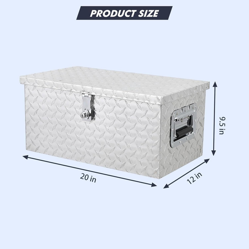 Boîte à outils 20 pouces en aluminium avec serrure et clés