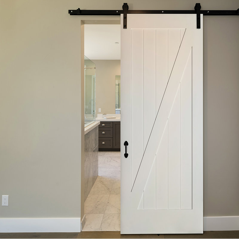 Black Solid Core Z-Brace Barn Door with Flat Track