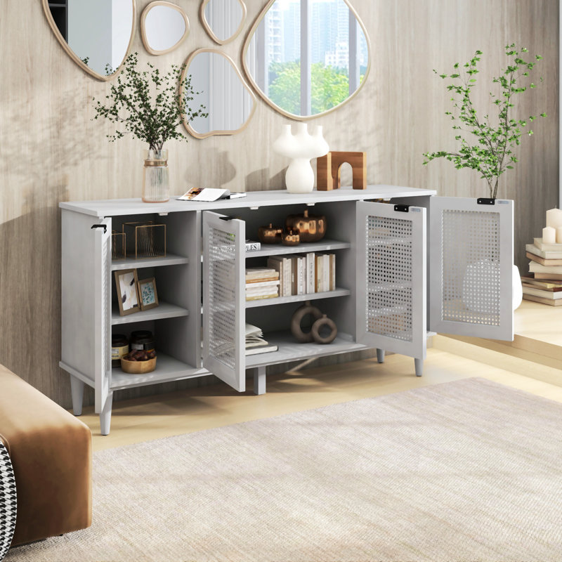 Grand buffet avec espace de rangement discret, Gris