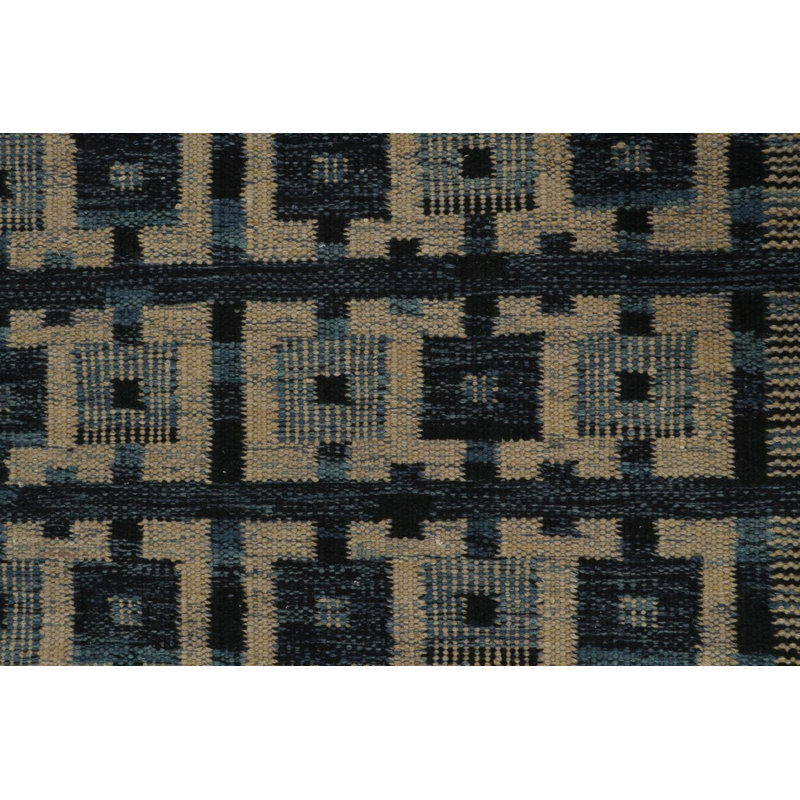 Scandinavian Hand Knotted Wool Geometric Area Rug, Rectangle 12' x 18'