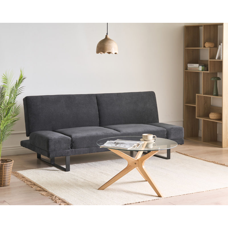 2 Seater Sofa Bed, Black Chenille