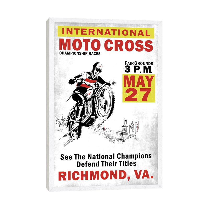 Motocross Richmond VA by Mark Rogan - Print on Canvas, White Framed, 66.04cm H x 45.72cm W x 3.81cm D