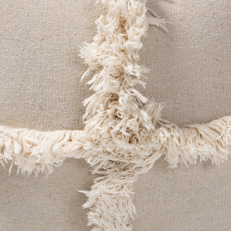 Pouf à franges Luka, Beige