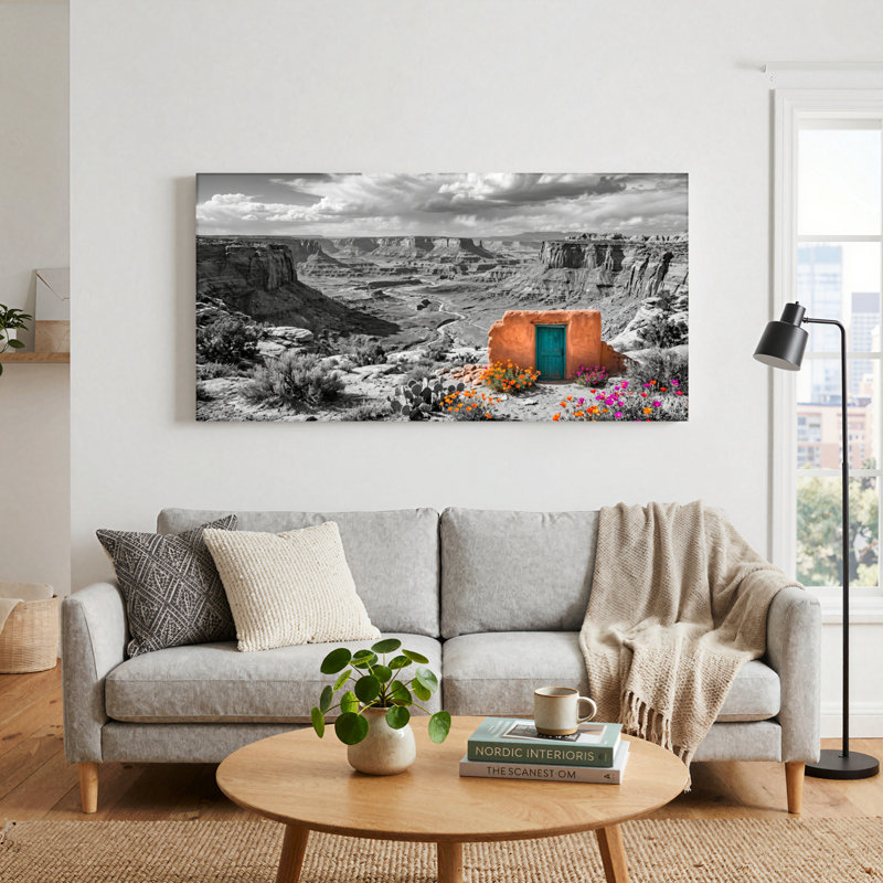 Ensemble de 1 tableau sur toile représentant un paysage désertique, L 48 po x H 24 po, Toile tendue