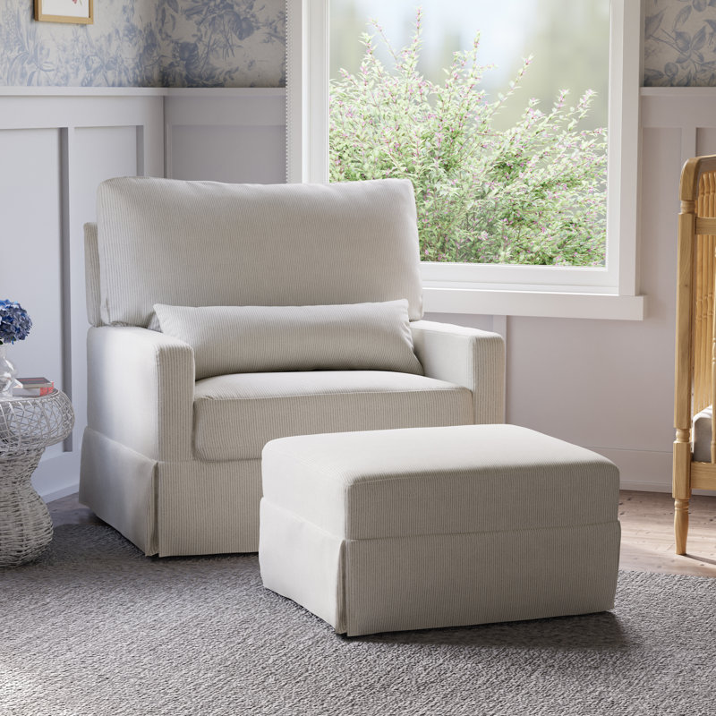 Fog Chatham Stripe Eco-Weave Pillowback Swivel Glider Chair