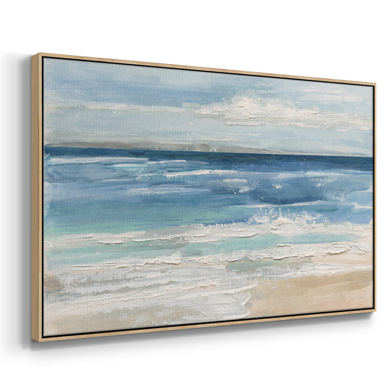 " Ocean Waves I ", 17" H x 25" W x 2" D, Natural Wood Framed Canvas