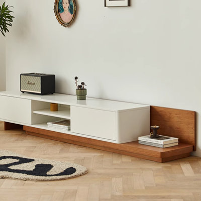 Design sense retractable solid wood TV cabinet
