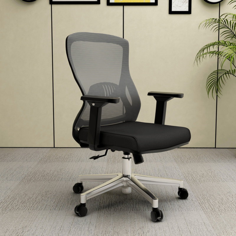 Chaise de bureau ergonomique avec appui-tête Mithu, Gris clair