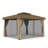 Outdoor Patio Gazebo - Hawaiian Style Thatch Roof, Double Canopy, Aluminum Frame With Mosquito Net & Privacy Curtain