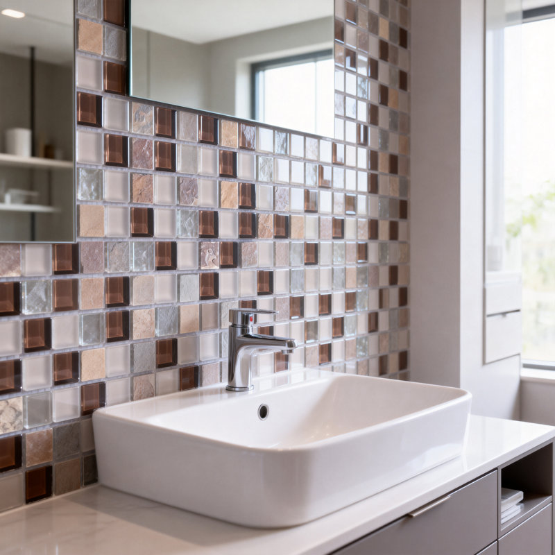 Carreau de mosaïque pour mur et plancher en ardoise minérale 1 po x 1 po Mineral