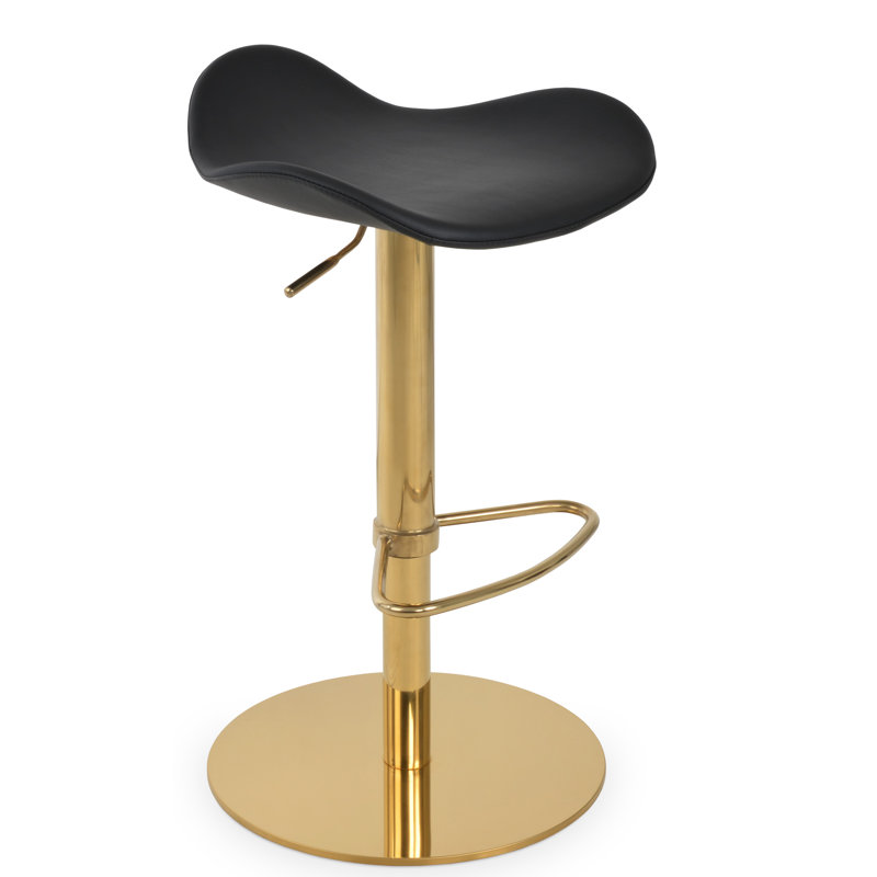 Tabouret de bar rotatif à hauteur réglable Falcon, Similicuir noir, Or