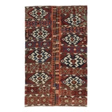 Vintage  Bidjar Kilim, Tribal Geometric In Red, Navy, And Ivory - Rug & Kilim