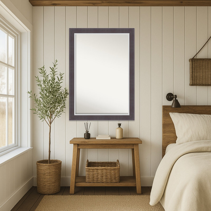 Ellie Non-Beveled Framed Wall Mirror, 29.5" x 41.5", Brown Silver