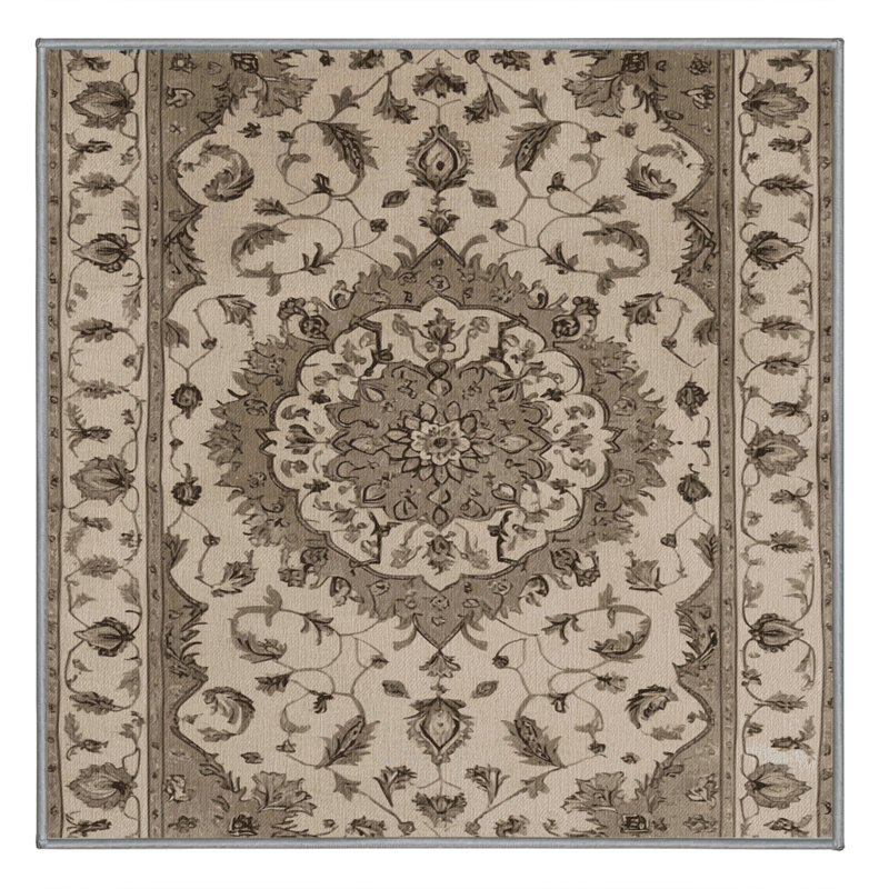 Tapis gris Tabriz lavable à la machine, Carré 4 pi