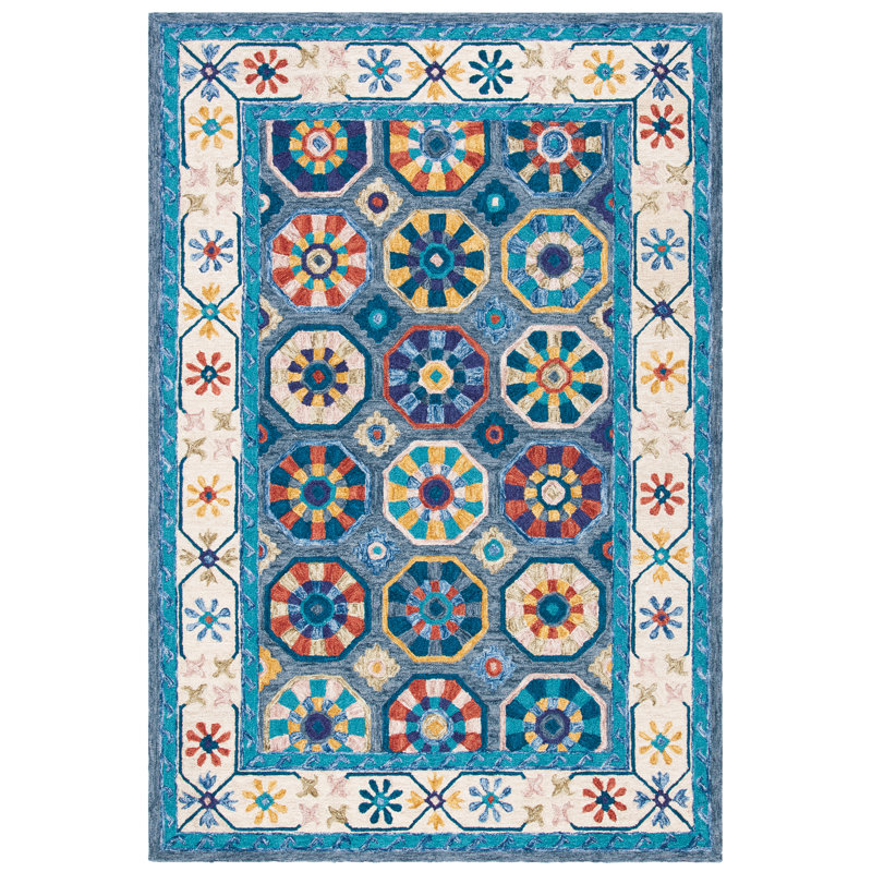 Cyriel Hand Tufted Wool And Cotton With Latex Geometric Rug, Rectangle 8' x 10'