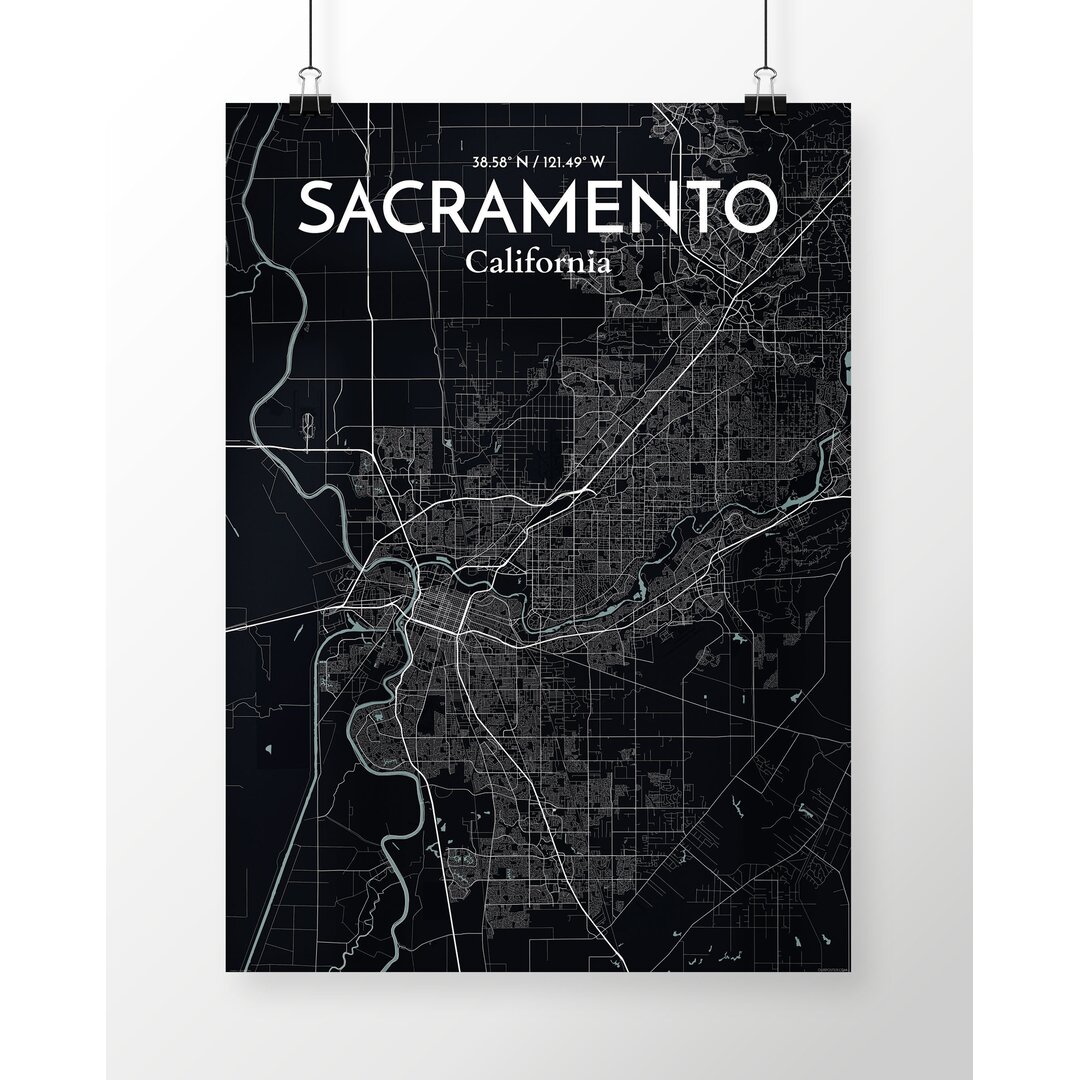 Grafikdruck Sacramento Stadtplan