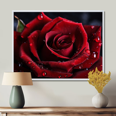 Red Rose with Raindrops I - Floral Framed Wall Art