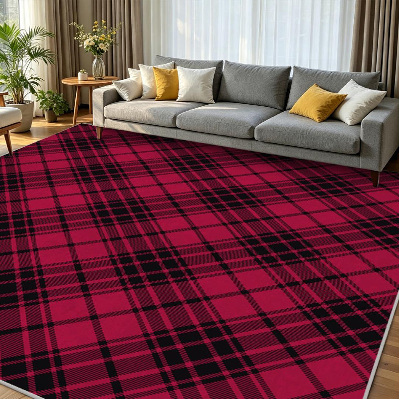 Tapis rouge à motif abstrait Buffalo, Rectangle 79 po x 118 po