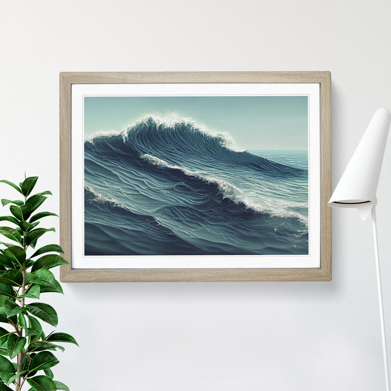Sublime Ocean Wave - Single Picture Frame Print, 46cm H x 64cm W x 2cm D, Oak Framed