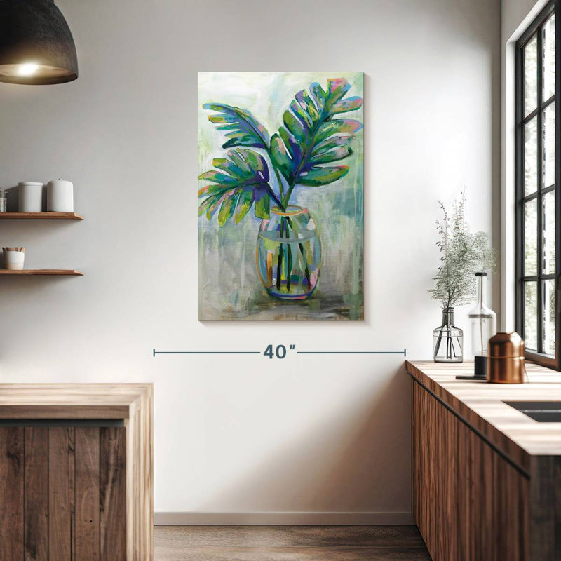 Harnek vert feuilles de palmier II, H 39 po x l 26 po
