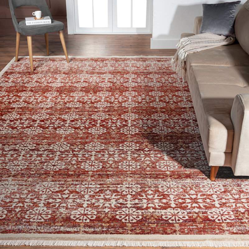 Mirabelle Floral Area Rug in Rust, Rectangle 8'5" x 11'5"