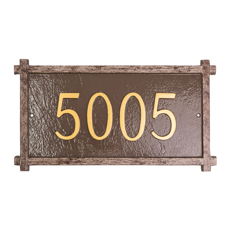 Plaque d’adresse murale sur 2 lignes, Bronze vieilli / doré, Oui